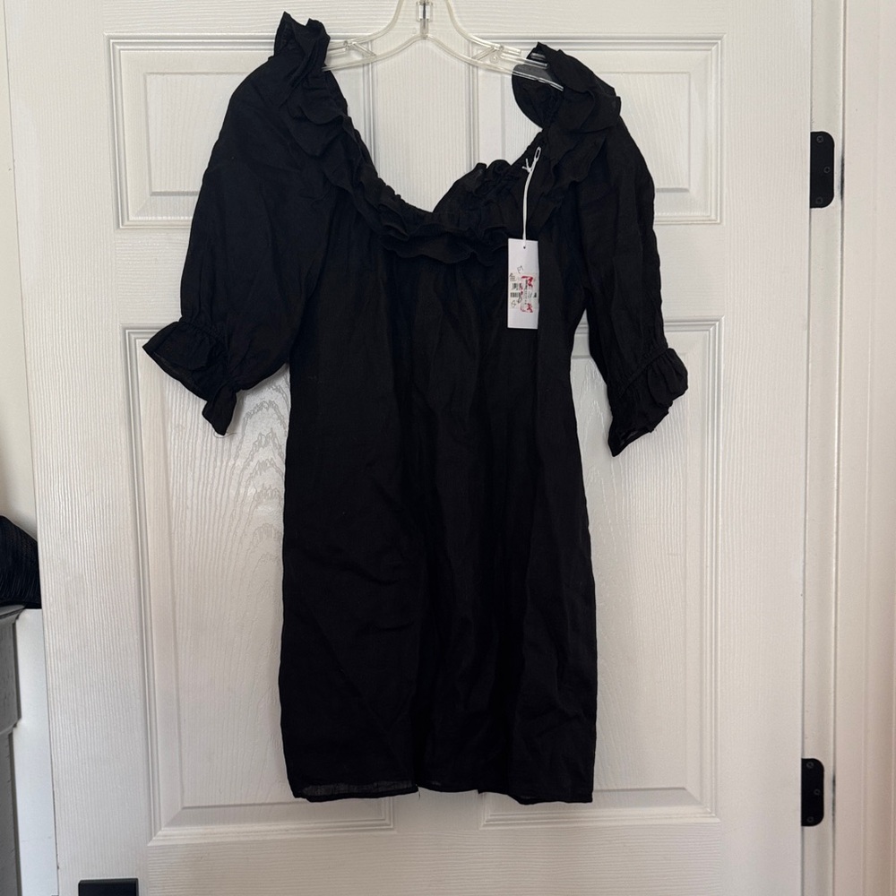 Reformation Black Ruffle Mini Dress